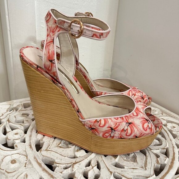 Sophia Webster flamingo wood wedges 40 - Picture 3 of 8